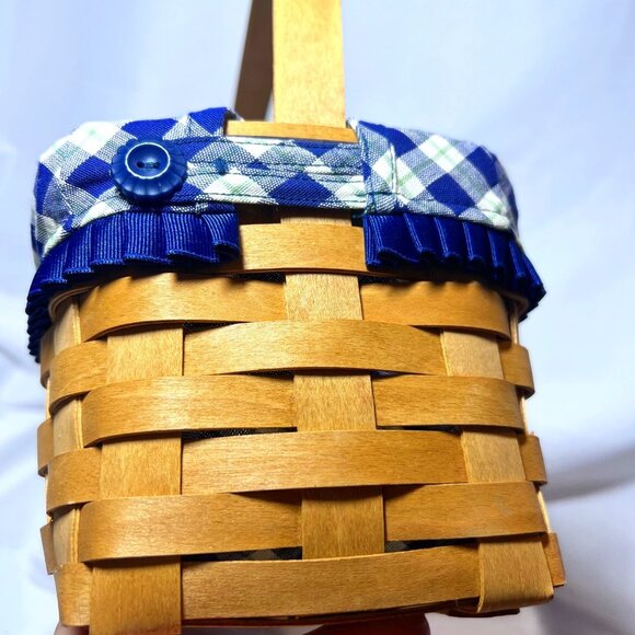 Longaberger 2003- Blue Ribbon Collection Canning Basket-Blue/White/Plastic-Plaid - Picture 5 of 16